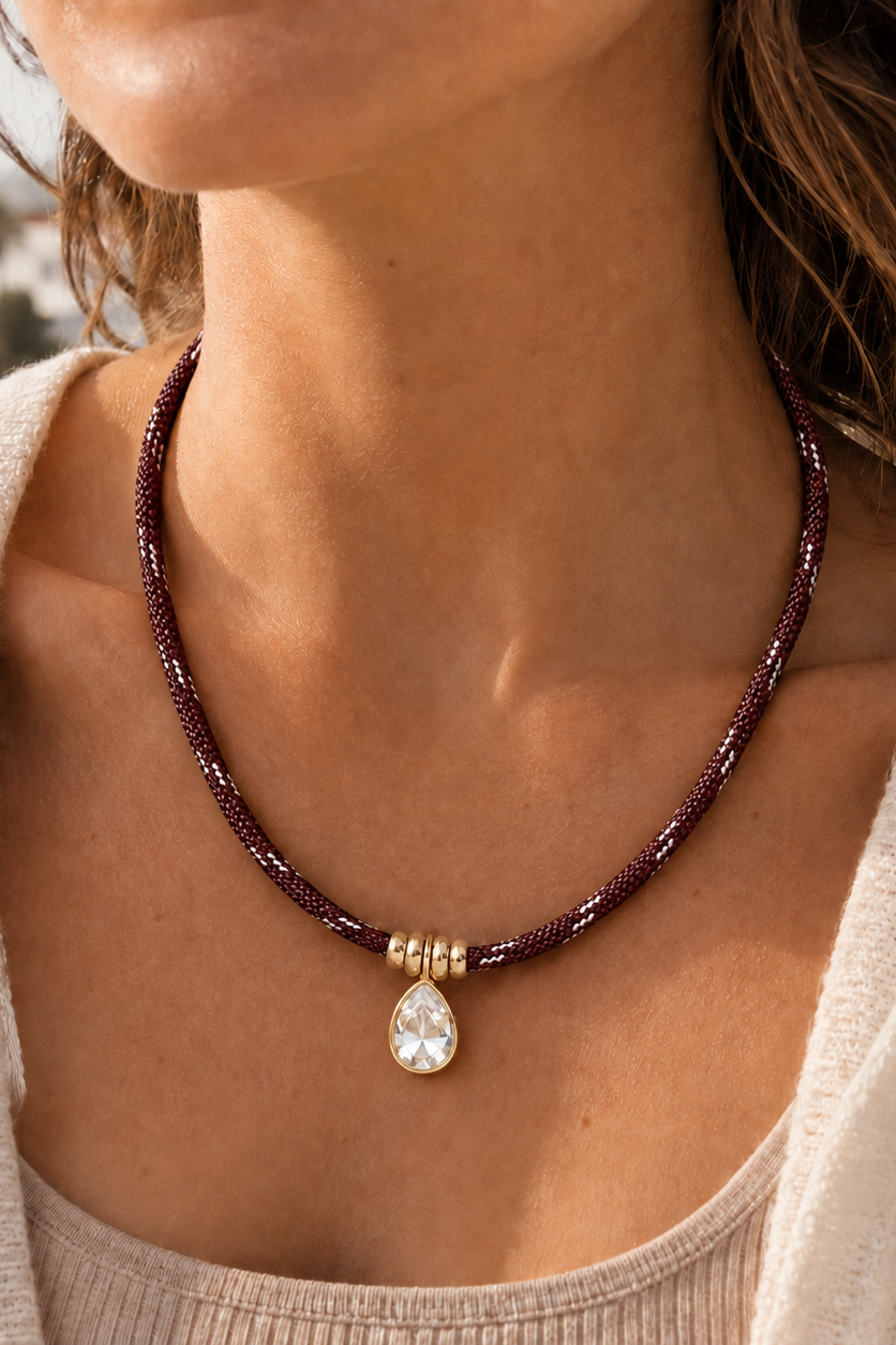 LEO & LUCA Merlot Capri Drop Paracord Necklace-The Shop Laguna Beach