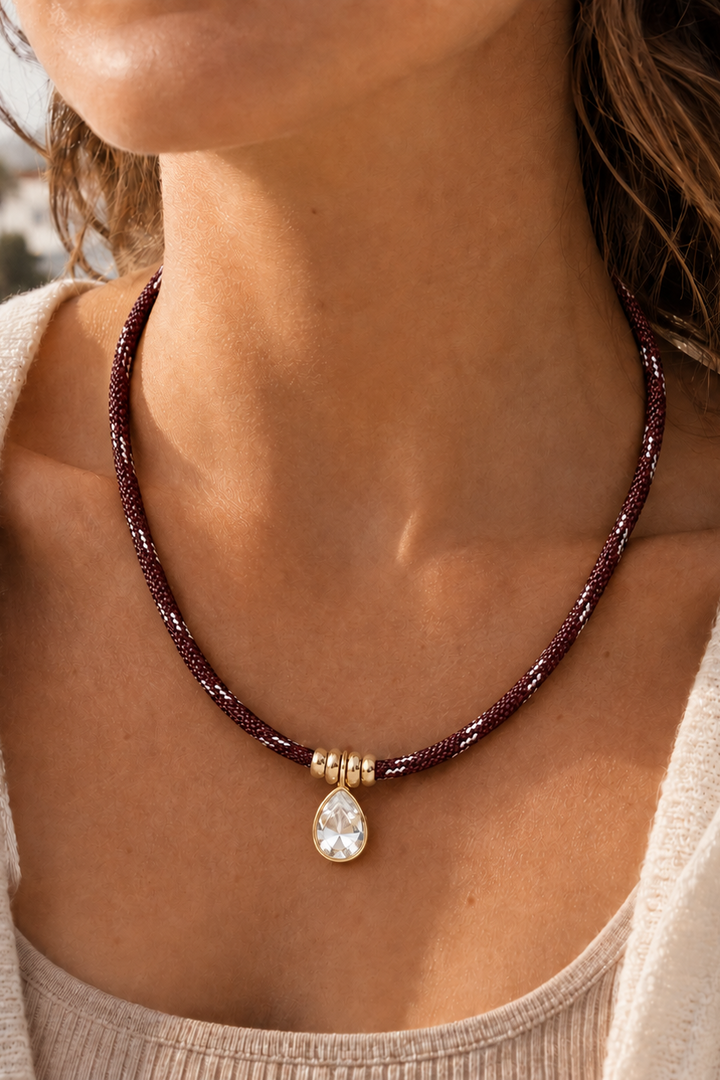 LEO & LUCA Merlot Capri Drop Paracord Necklace-The Shop Laguna Beach