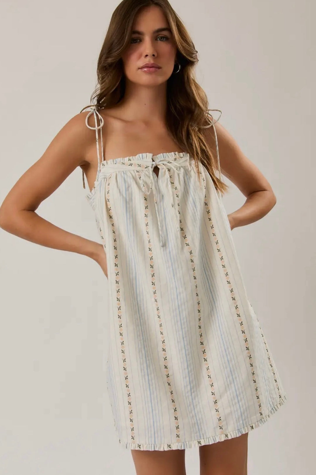 KEEN THE LABEL Vivianna Floral Stripe Mini Dress-The Shop Laguna Beach