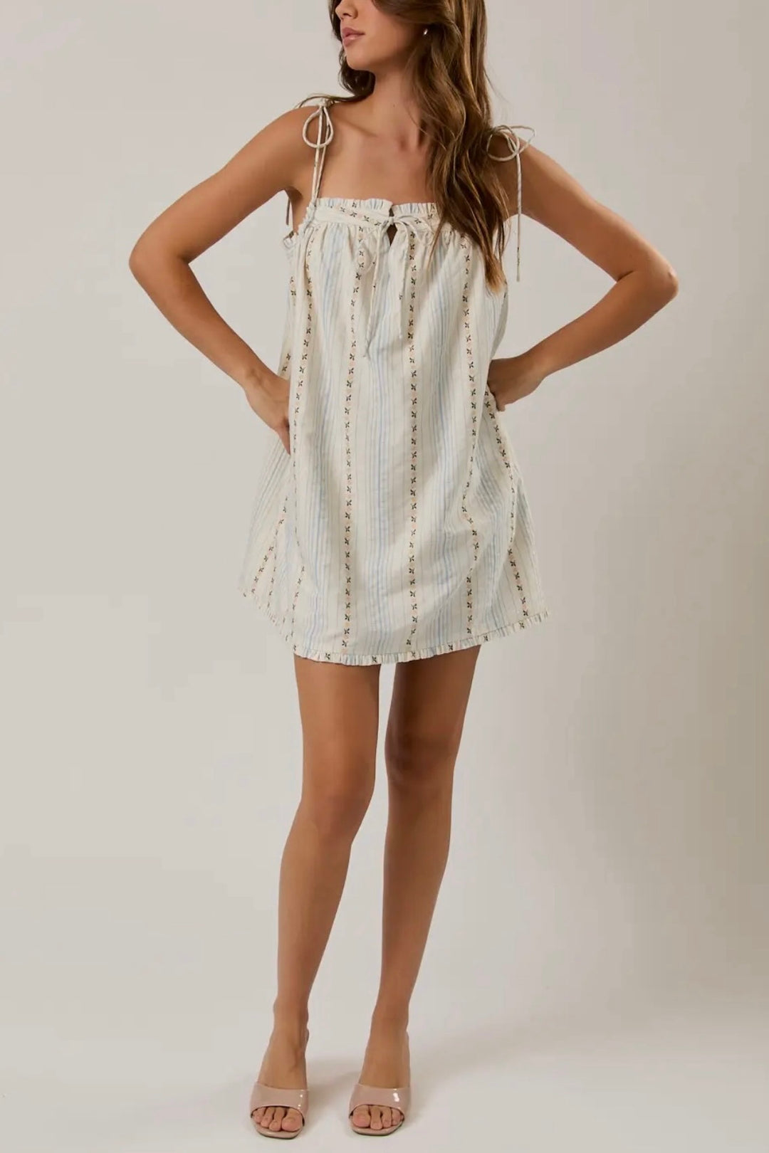 KEEN THE LABEL Vivianna Floral Stripe Mini Dress-The Shop Laguna Beach