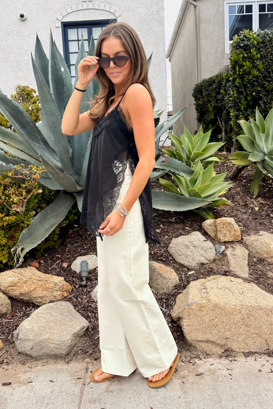 KEEN THE LABEL Lilah Side-Slit Lace Cami-The Shop Laguna Beach