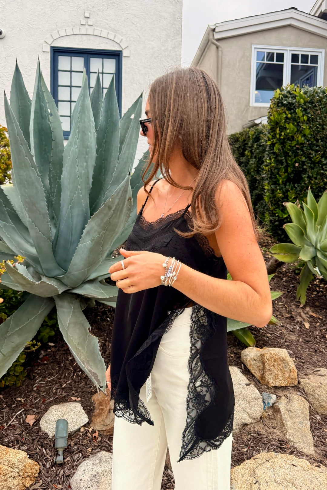 KEEN THE LABEL Lilah Side-Slit Lace Cami-The Shop Laguna Beach