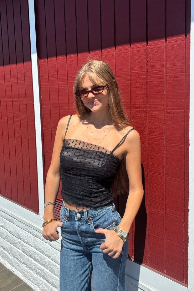 KEEN THE LABEL Aurora Polka Dot Mesh Cami-The Shop Laguna Beach