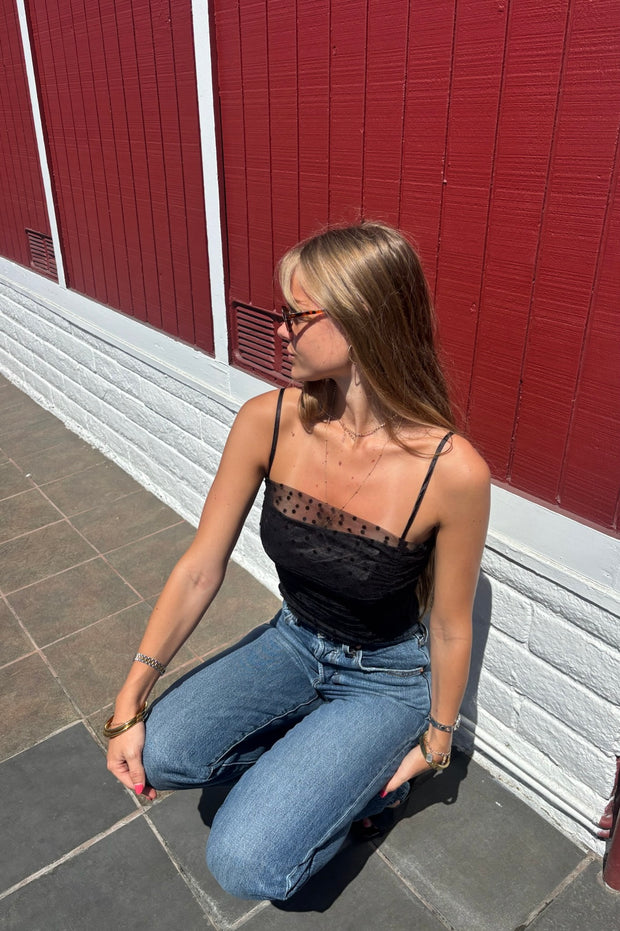 KEEN THE LABEL Aurora Polka Dot Mesh Cami-The Shop Laguna Beach