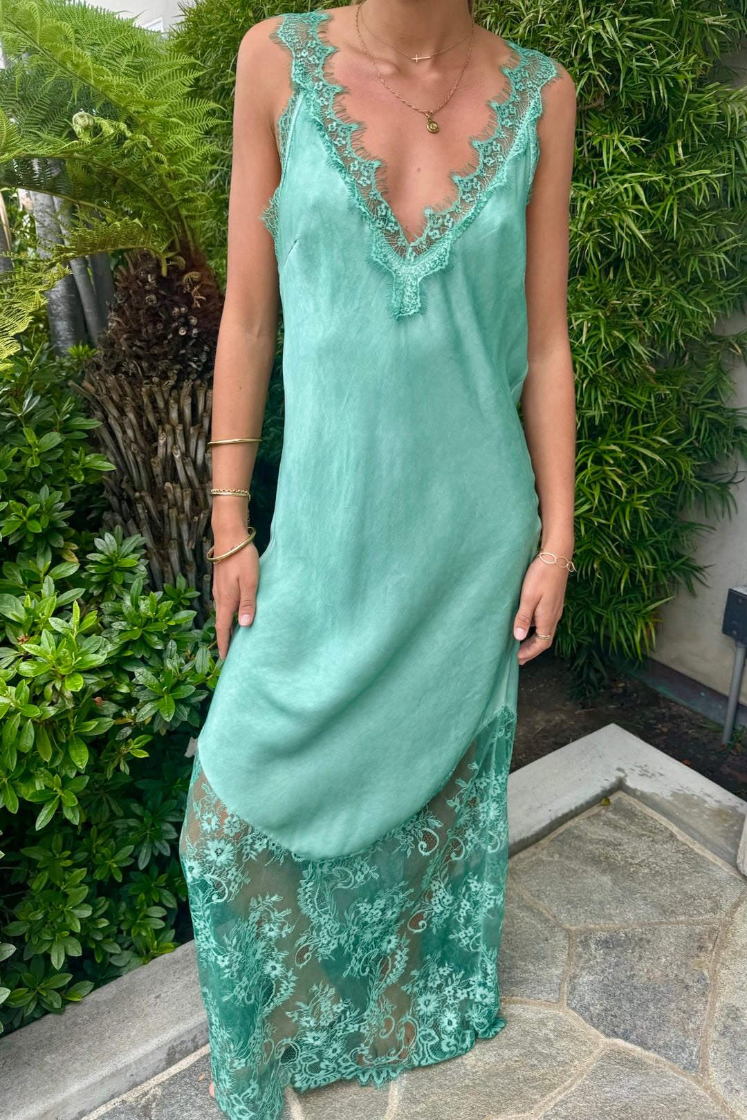 KEEN THE LABEL Beatrice Silky Lace Maxi Dress-The Shop Laguna Beach