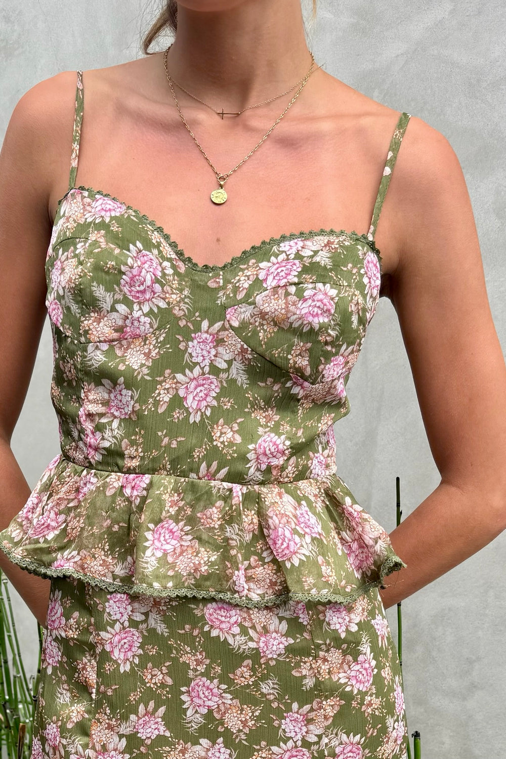 KEEN THE LABEL Antonella Floral Peplum Midi Dress-The Shop Laguna Beach