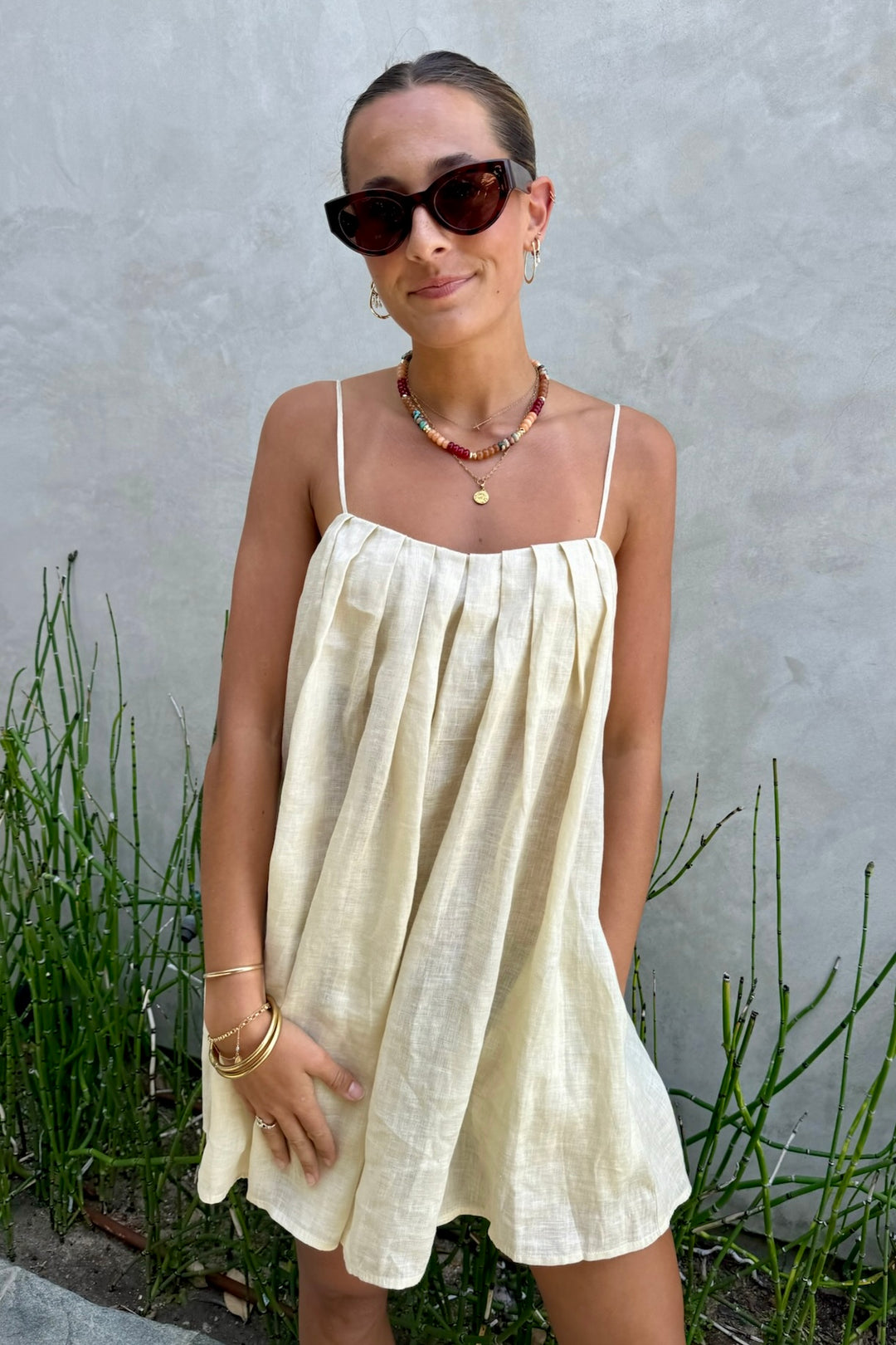 AILA BLUE Lani Linen Mini Dress-The Shop Laguna Beach