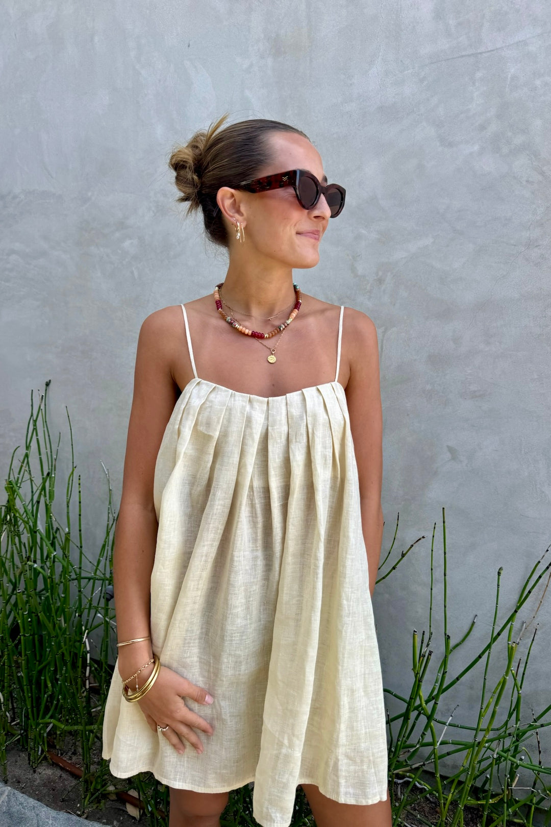 AILA BLUE Lani Linen Mini Dress-The Shop Laguna Beach