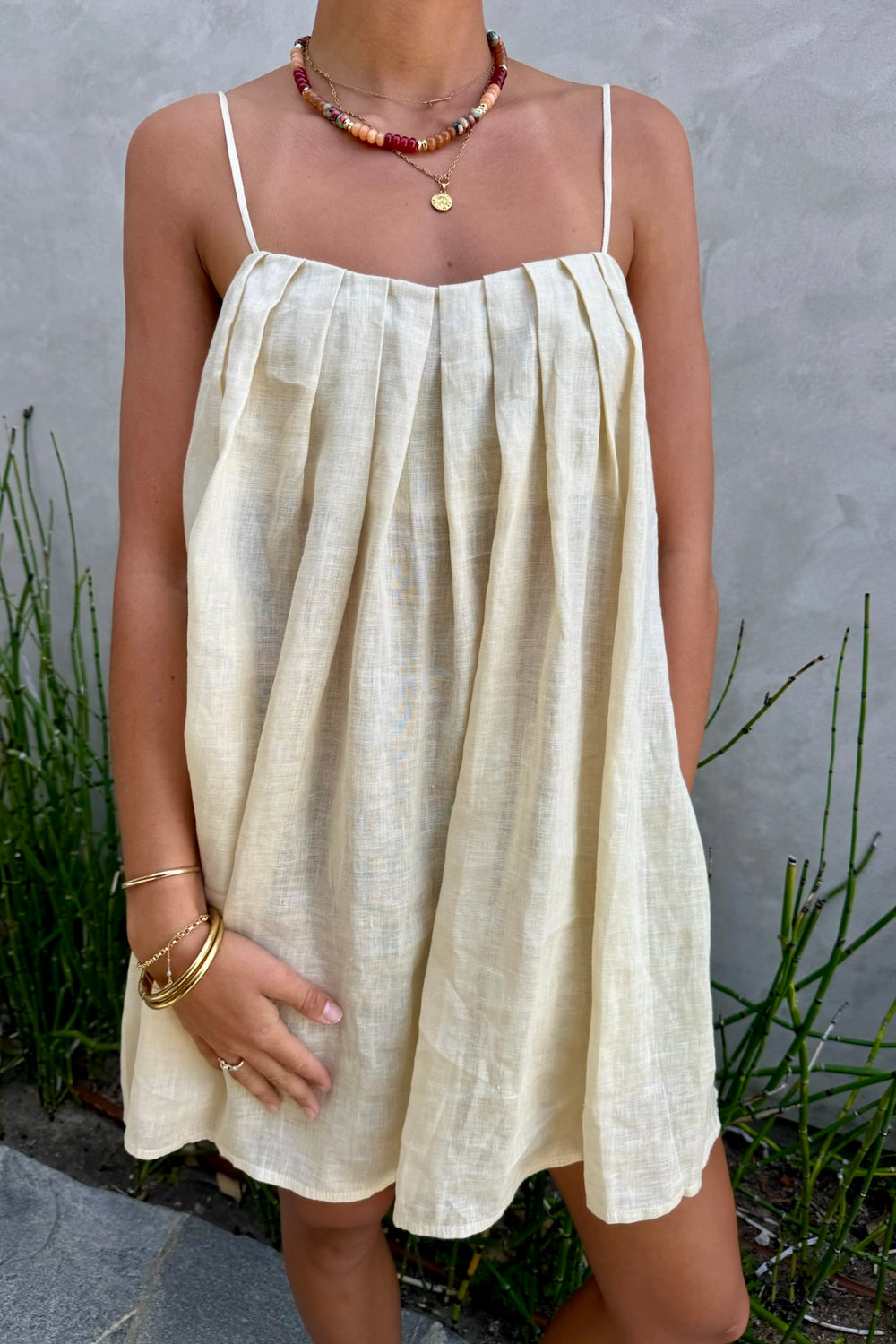 AILA BLUE Lani Linen Mini Dress-The Shop Laguna Beach