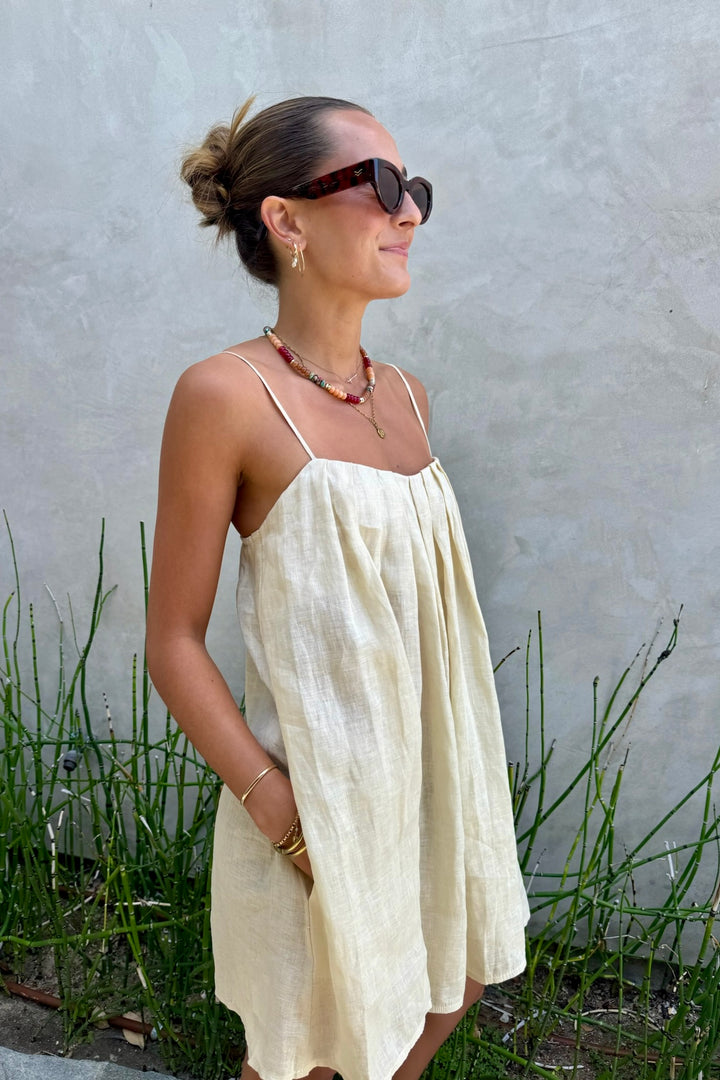 AILA BLUE Lani Linen Mini Dress-The Shop Laguna Beach
