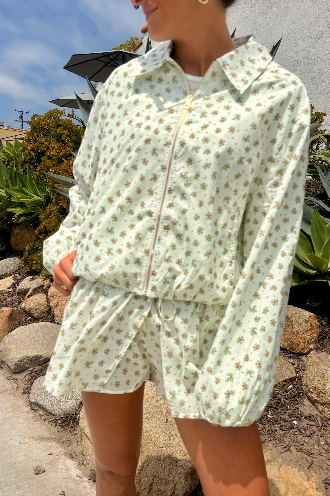MAUDE CLUB Nadine Floral Zip Jacket-The Shop Laguna Beach