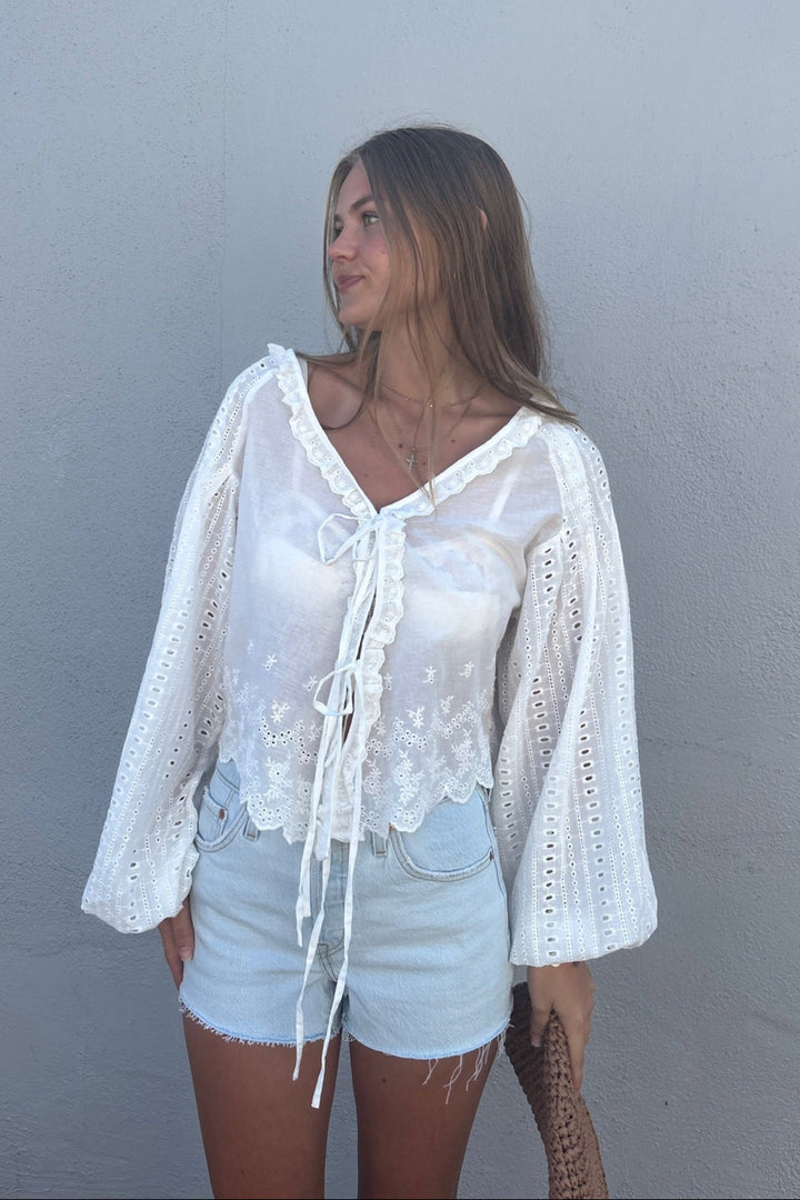 KEEN THE LABEL Hoku Embroidered Cotton Top-The Shop Laguna Beach