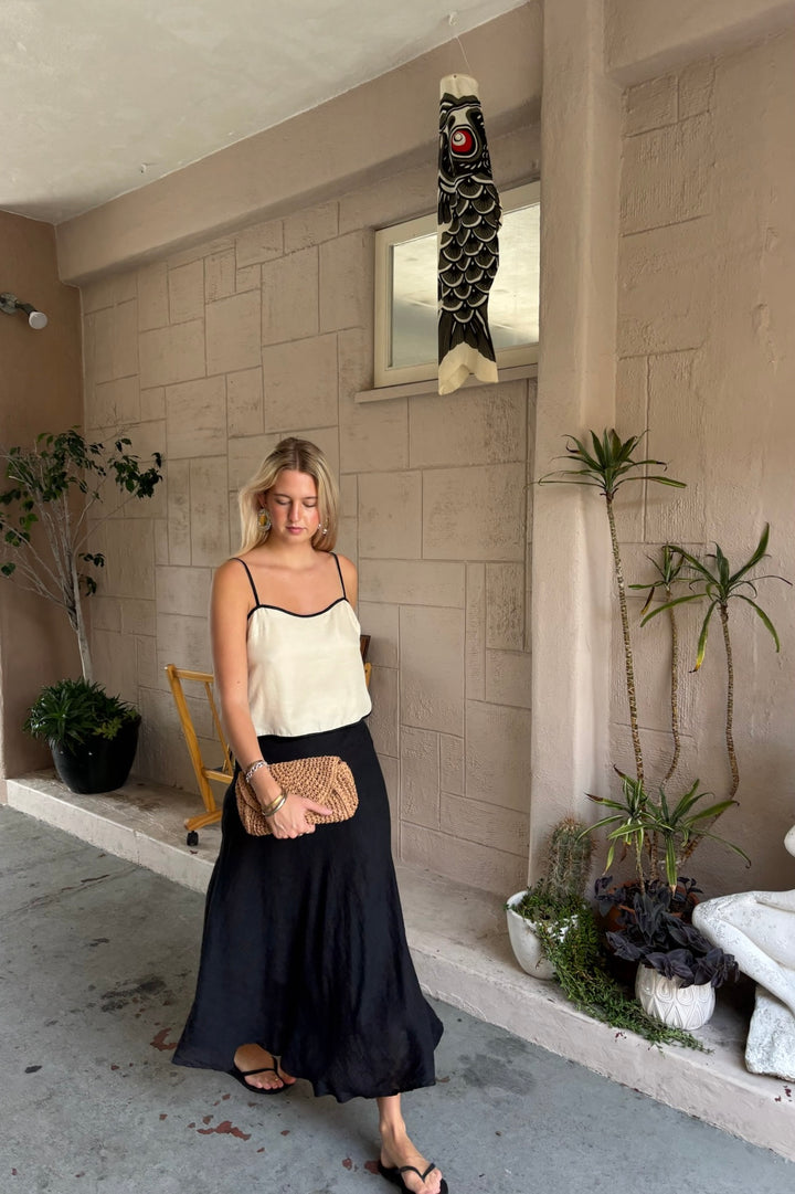 KEEN THE LABEL Yara Linen Midi Skirt - More Colors Available-The Shop Laguna Beach