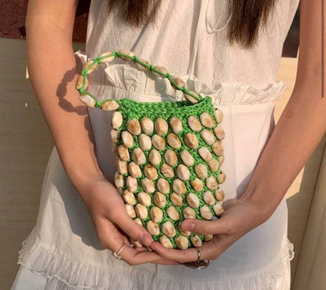 KEEN THE LABEL Handmade Cowry Shell Mini Bucket Bag - More Colors Available