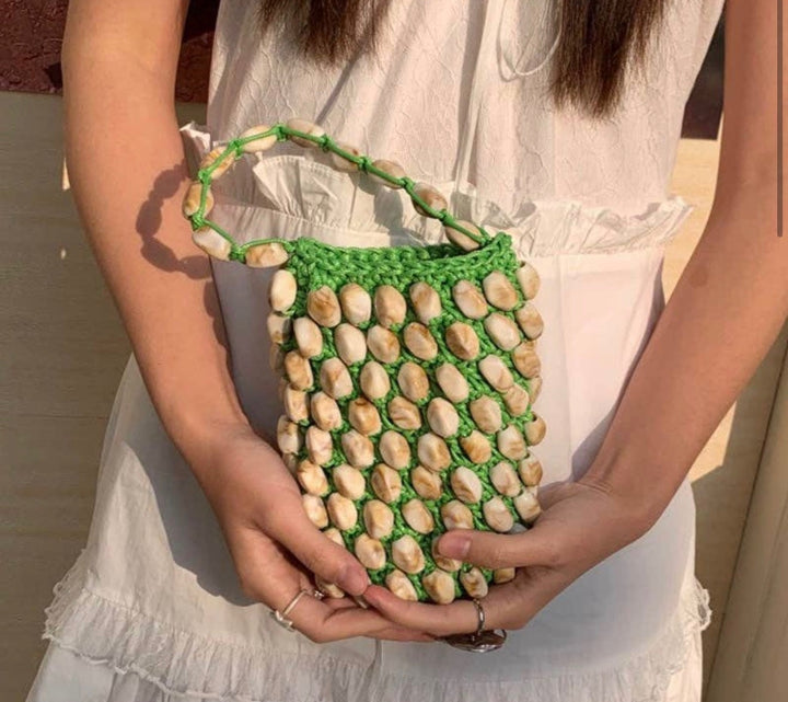 KEEN THE LABEL Handmade Cowry Shell Mini Bucket Bag - More Colors Available