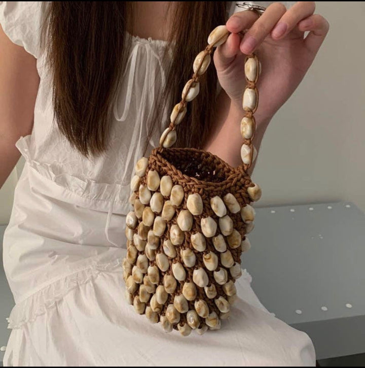 KEEN THE LABEL Handmade Cowry Shell Mini Bucket Bag - More Colors Available