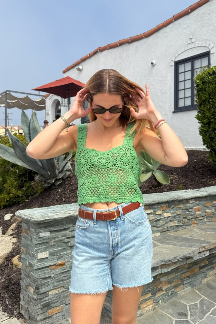 KEEN THE LABEL Marin Crochet Crop Tank-The Shop Laguna Beach