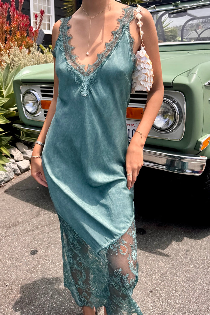 KEEN THE LABEL Beatrice Silky Lace Maxi Dress-The Shop Laguna Beach