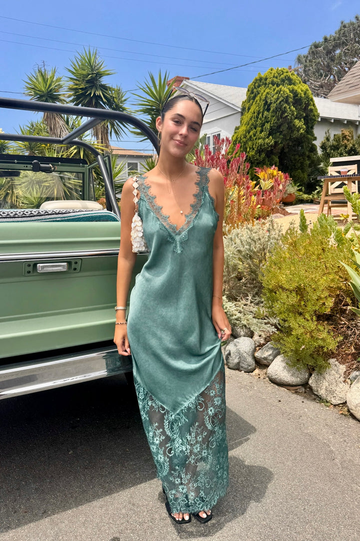 KEEN THE LABEL Beatrice Silky Lace Maxi Dress-The Shop Laguna Beach