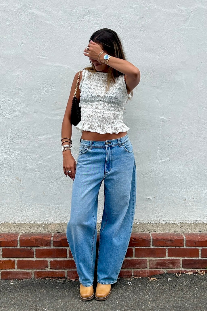 A. REN Gioia Smocked Lace Top-The Shop Laguna Beach