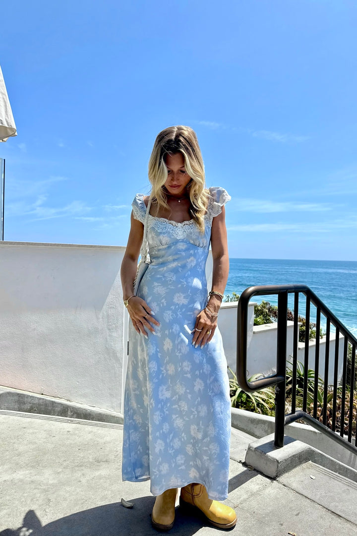 KEEN THE LABEL June Lace Cap Sleeve Maxi Dress