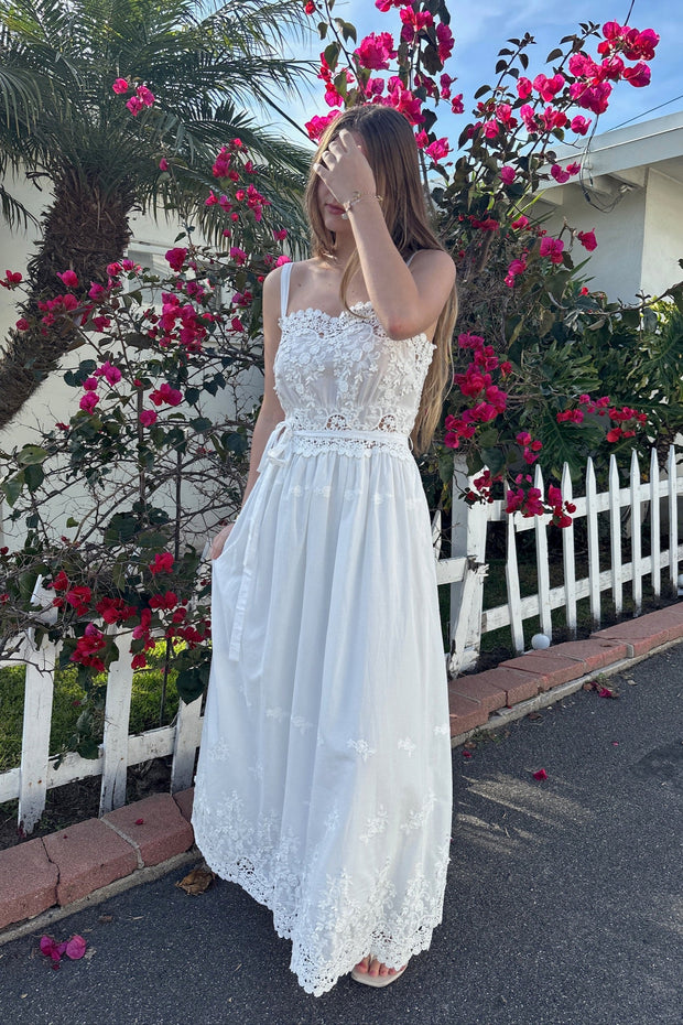 KEEN THE LABEL Leigha Eyelet Midi Dress-The Shop Laguna Beach