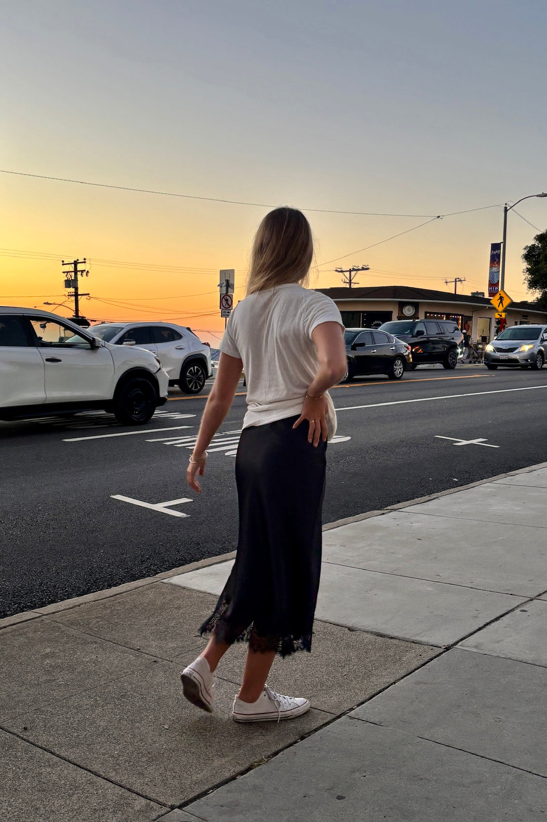 KEEN THE LABEL Geneva Lace-Trim Satin Skirt - More Colors Available-The Shop Laguna Beach