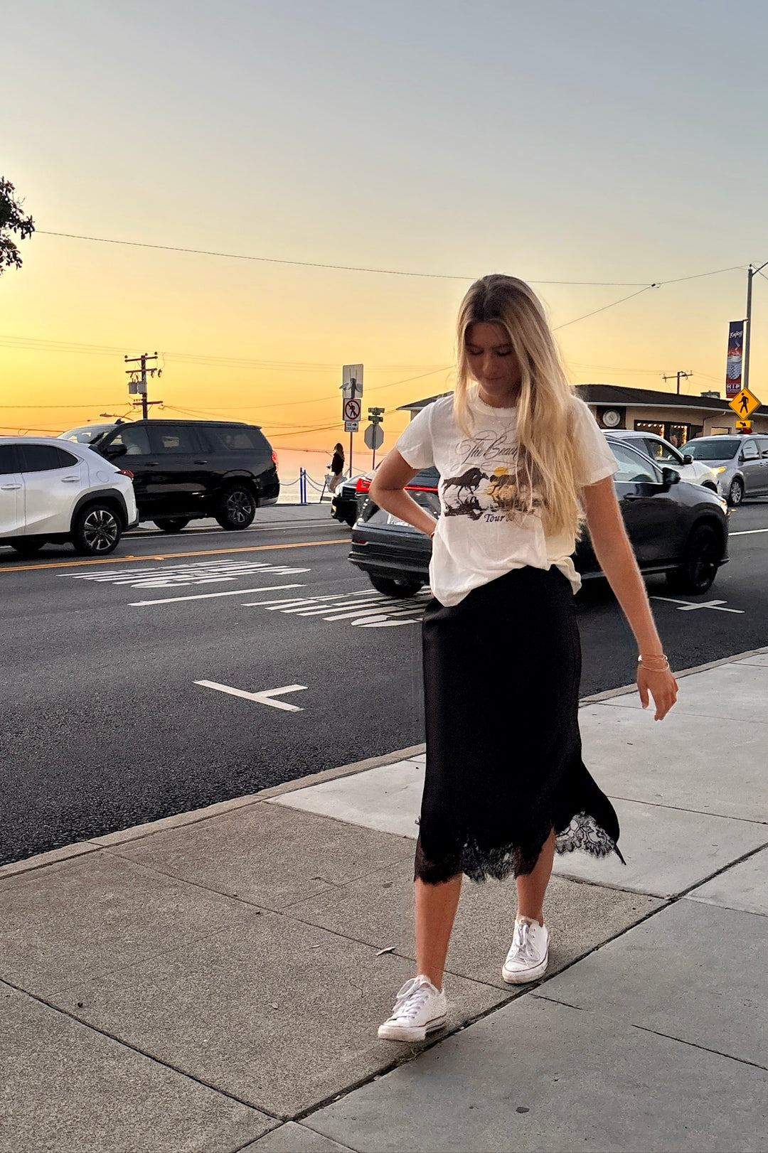 KEEN THE LABEL Geneva Lace-Trim Satin Skirt - More Colors Available-The Shop Laguna Beach