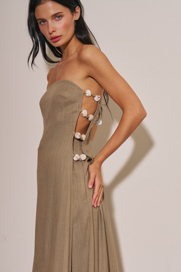 KEEN THE LABEL Cara Strapless Long Tunic Linen Top