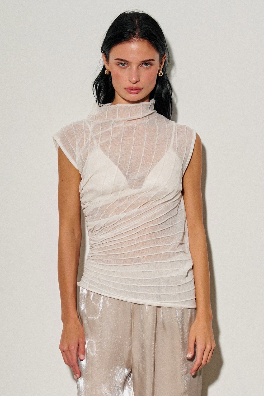KEEN THE LABEL Floriana Asymmetrical Sheer Knit Top - More Colors Available