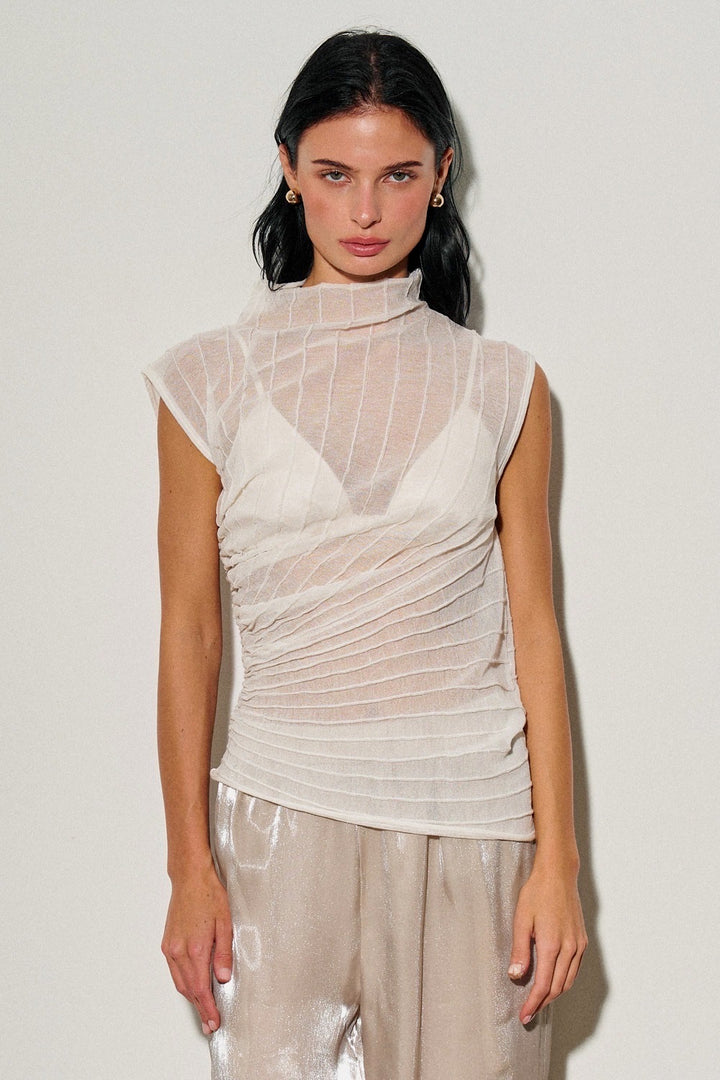 KEEN THE LABEL Floriana Asymmetrical Sheer Knit Top - More Colors Available