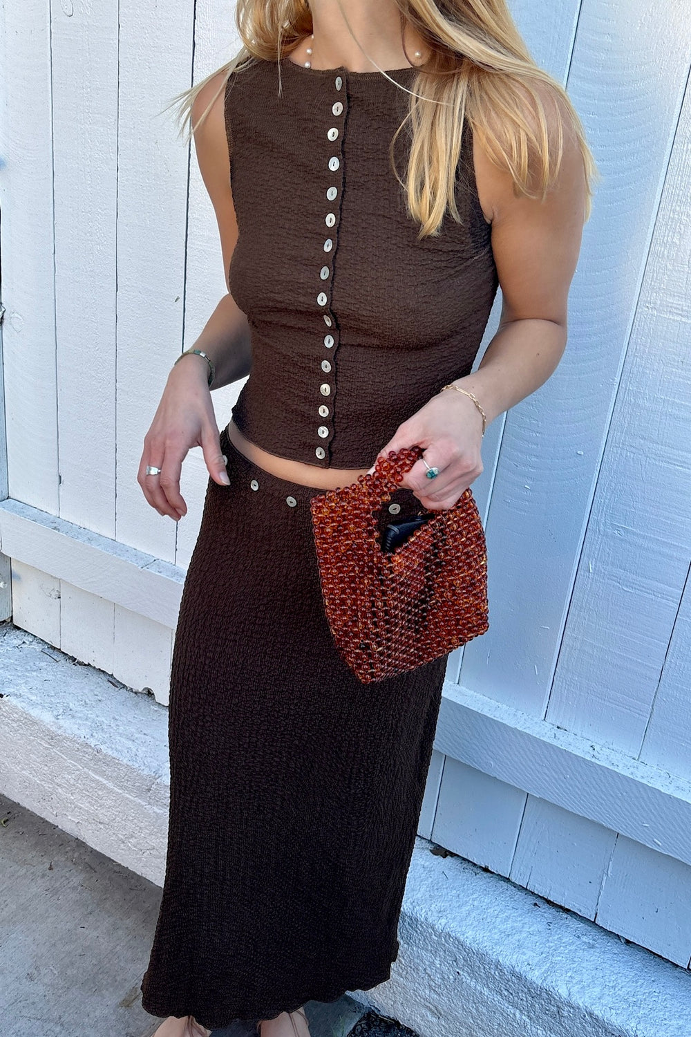 KEEN THE LABEL Scottie Textured Button Tank-The Shop Laguna Beach