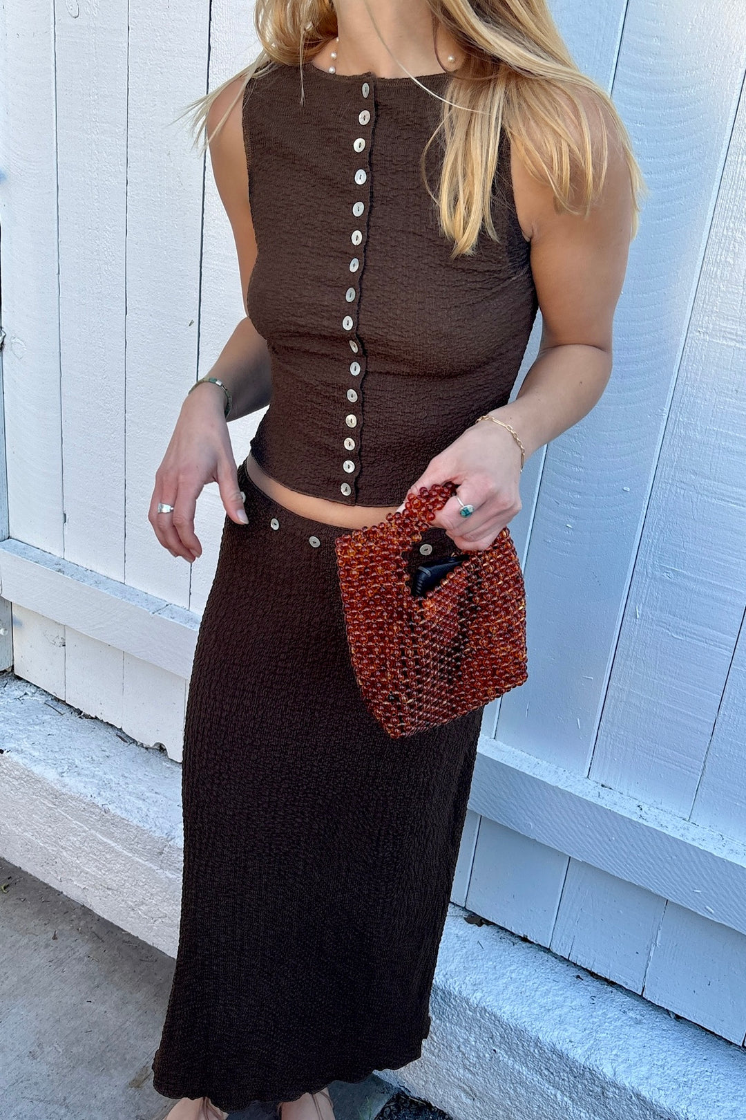 KEEN THE LABEL Scottie Textured Button Tank-The Shop Laguna Beach