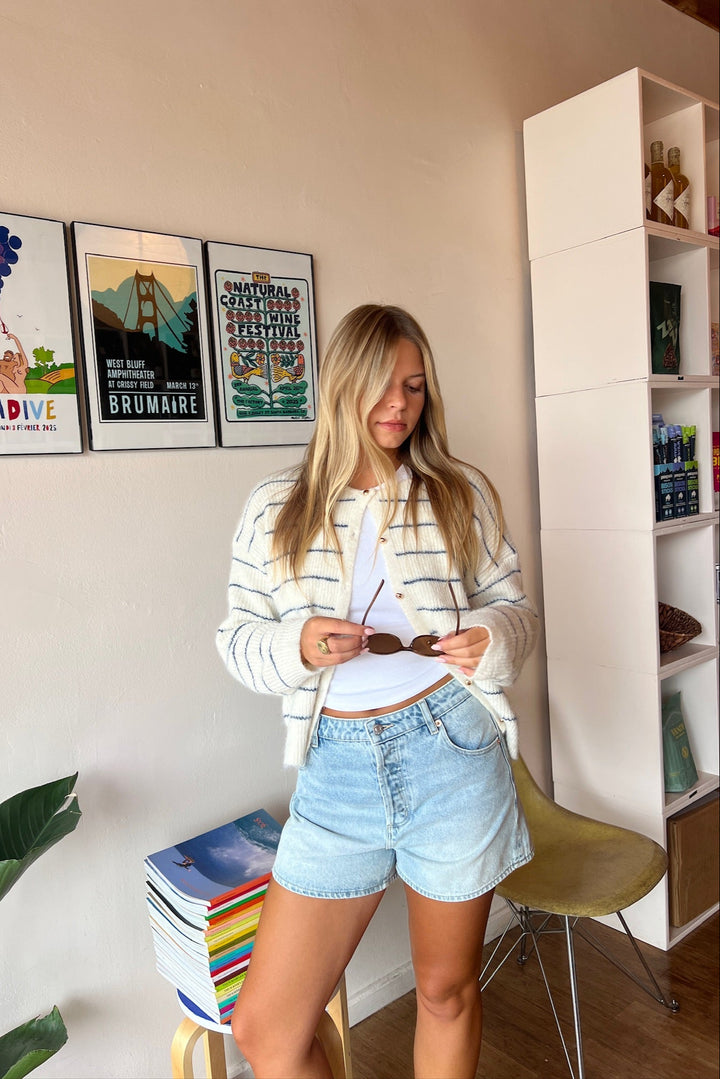 KEEN THE LABEL Port Striped Cardigan Sweater-The Shop Laguna Beach