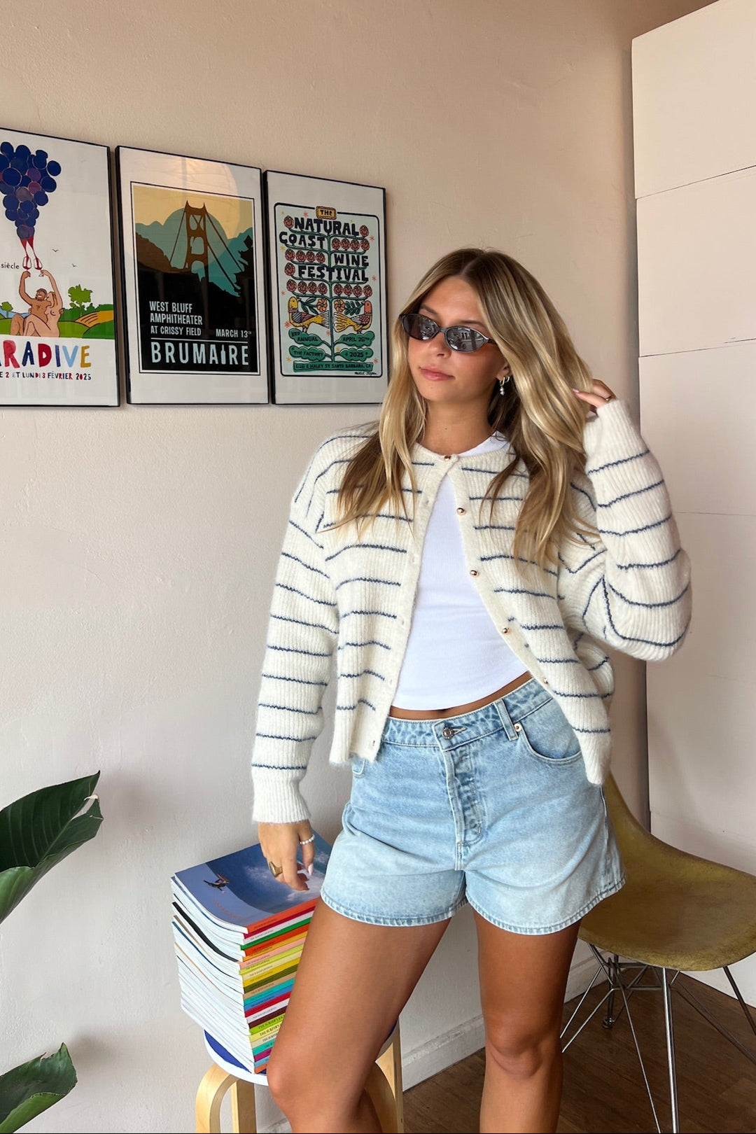 KEEN THE LABEL Port Striped Cardigan Sweater-The Shop Laguna Beach