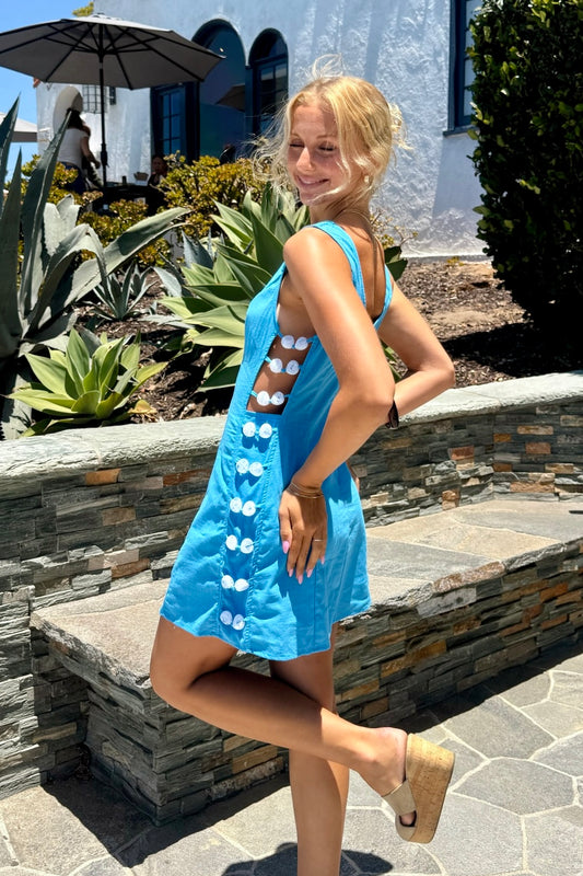KEEN THE LABEL Lou Beaded-Side Mini Dress-The Shop Laguna Beach
