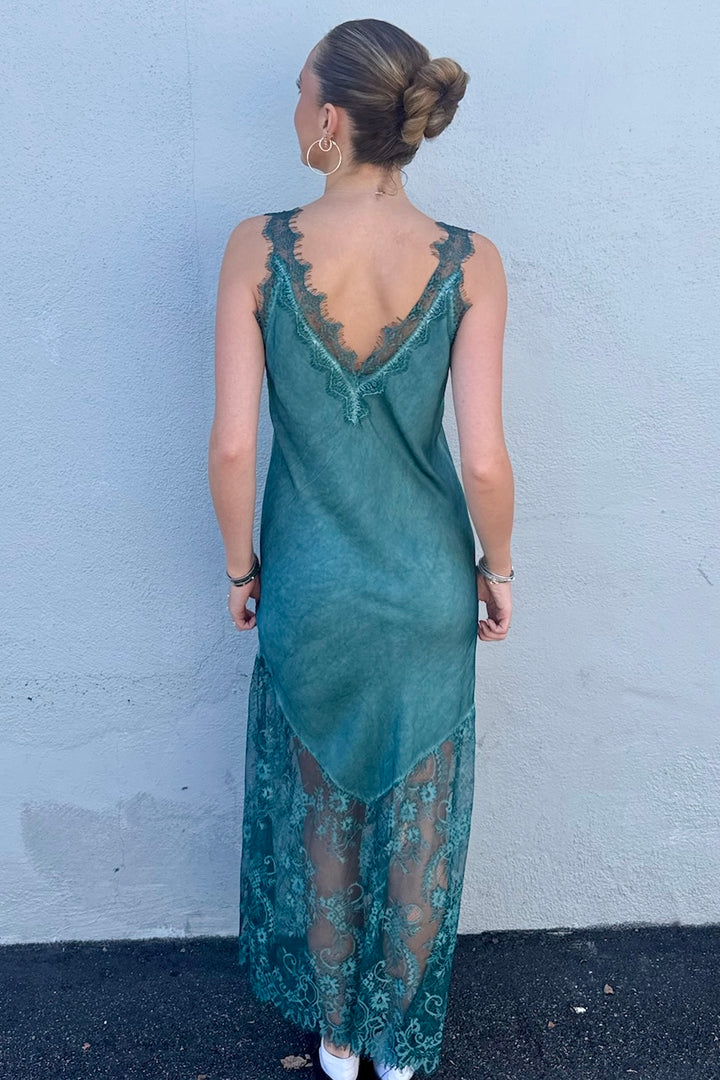 KEEN THE LABEL Beatrice Silky Lace Maxi Dress-The Shop Laguna Beach