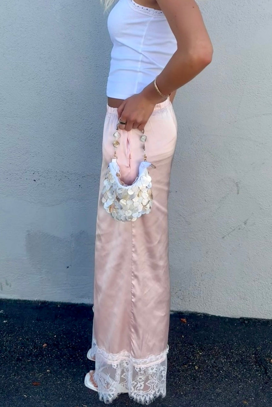 KEEN THE LABEL Perry Lace-Trim Satin Pant-The Shop Laguna Beach