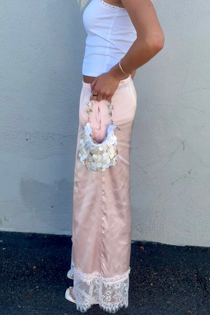 KEEN THE LABEL Perry Lace-Trim Satin Pant-The Shop Laguna Beach