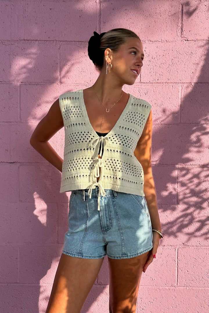 KEEN THE LABEL Miller Knit Tie-Front Tank-The Shop Laguna Beach