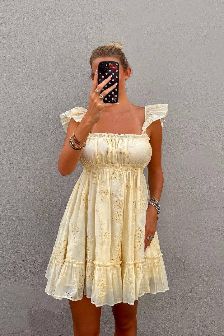KEEN THE LABEL Patrice Eyelet Babydoll Mini Dress-The Shop Laguna Beach