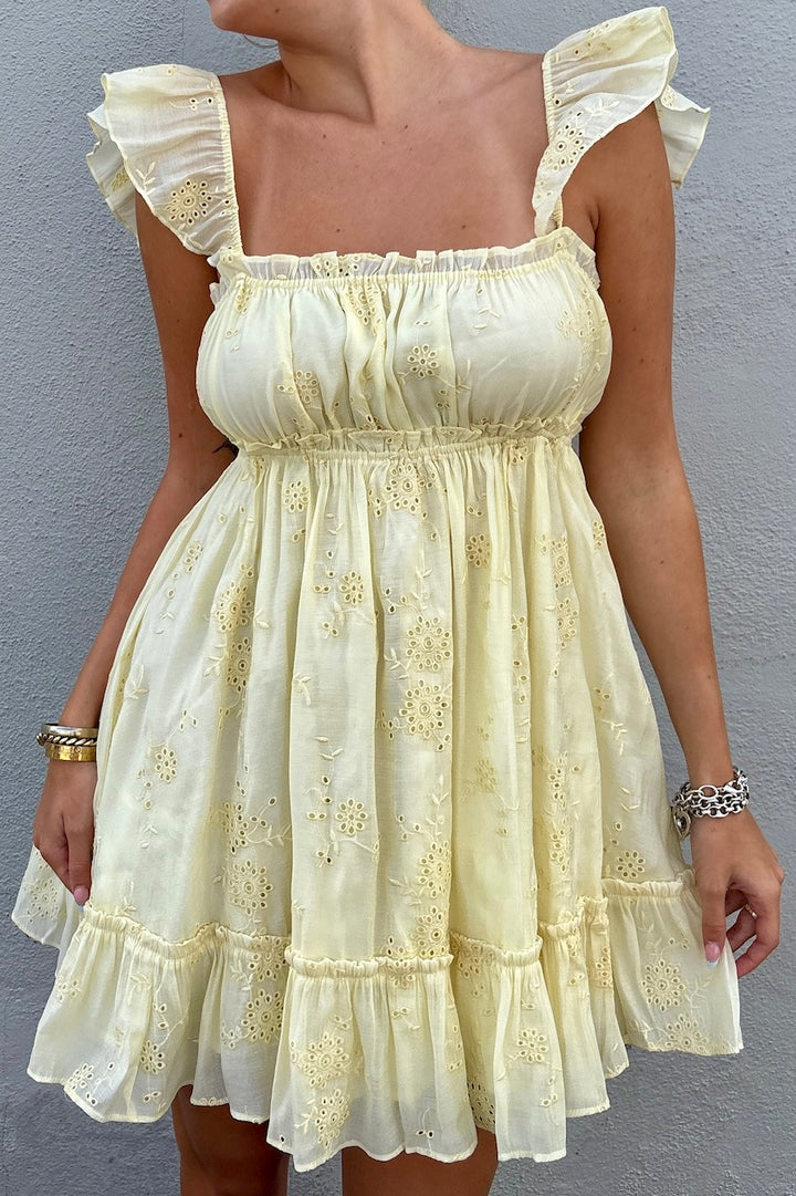 KEEN THE LABEL Patrice Eyelet Babydoll Mini Dress-The Shop Laguna Beach