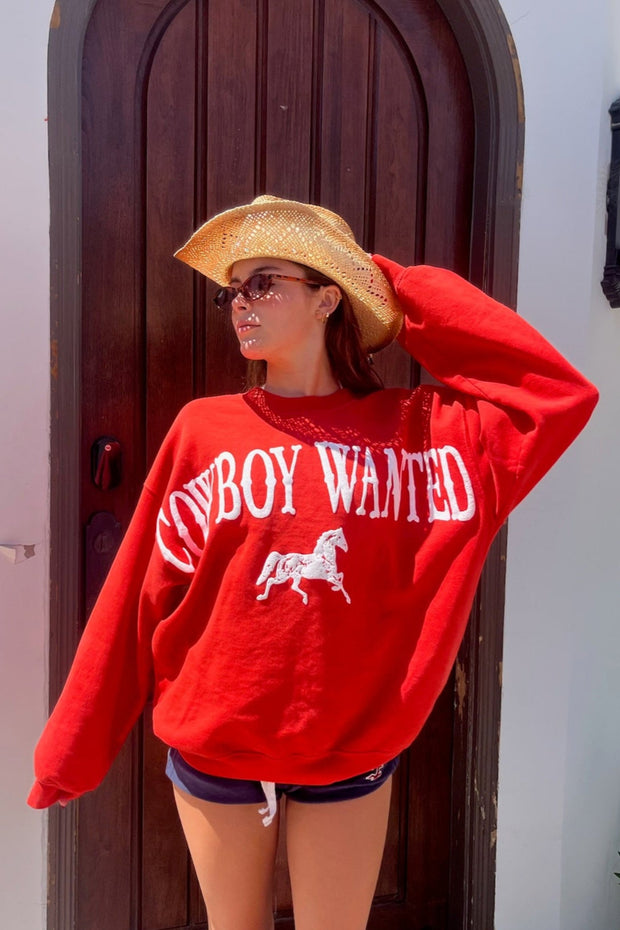 DAYDREAMER Cowboy Wanted BF Crew Sweatshirt