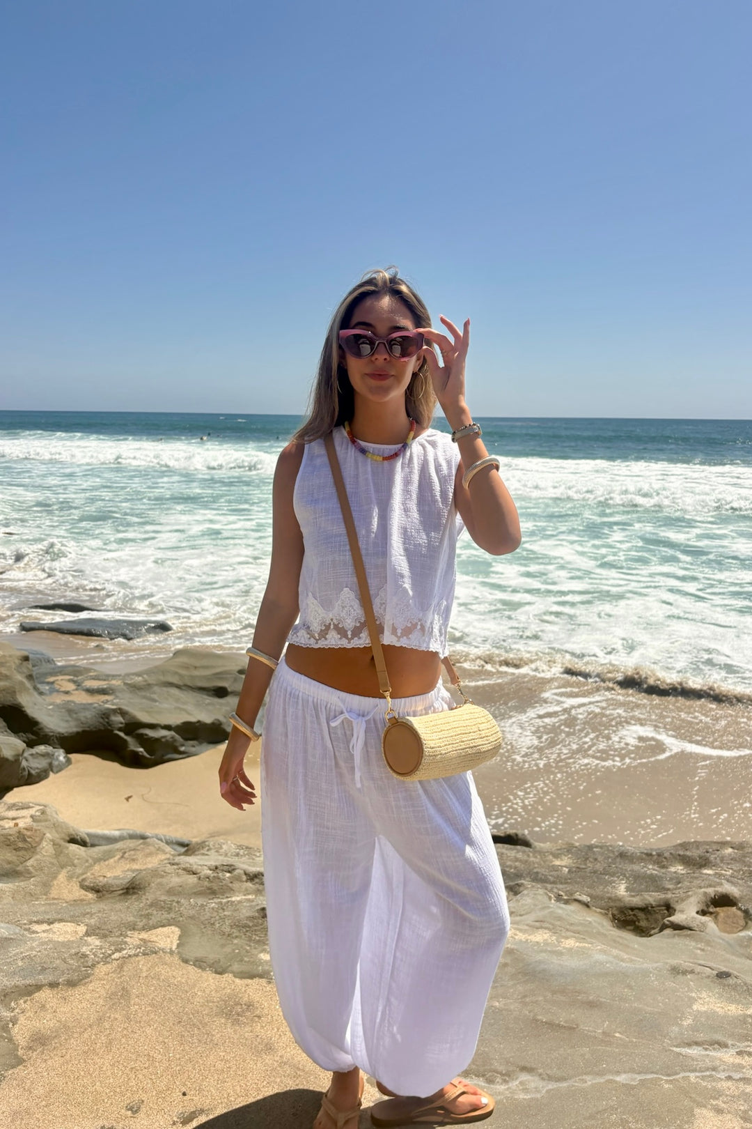 KEEN THE LABEL Nara Cotton Lace Harem Pant-The Shop Laguna Beach
