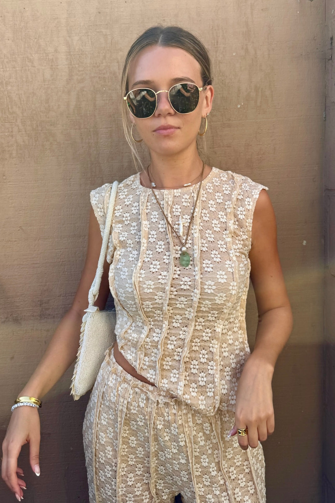 KEEN THE LABEL Salome Floral Lace Cap Sleeve Top-The Shop Laguna Beach