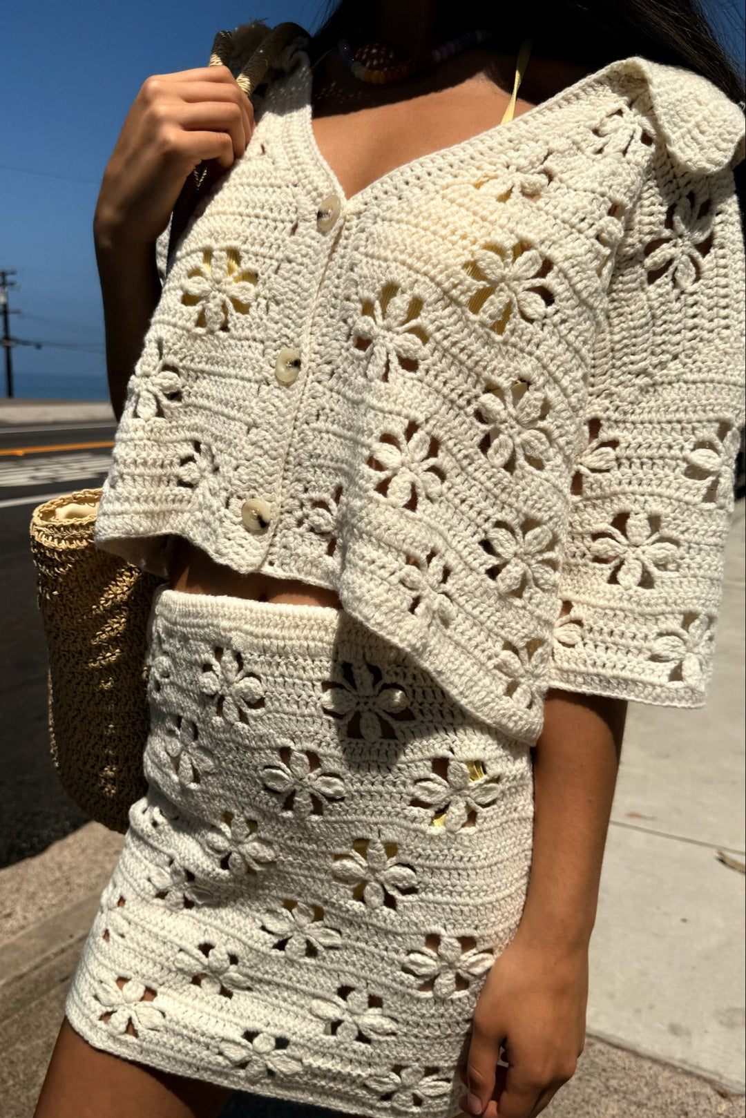 KEEN THE LABEL Aria Crochet Knit Mini Skirt-The Shop Laguna Beach