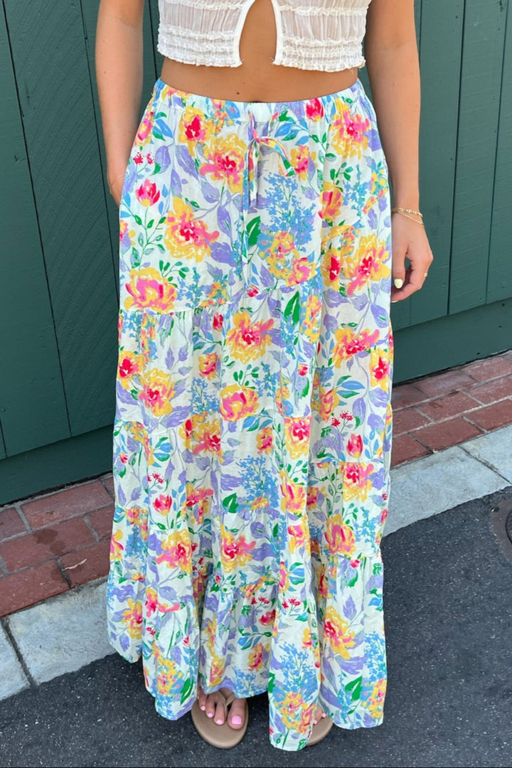 KEEN THE LABEL Adela Floral Maxi Skirt-The Shop Laguna Beach