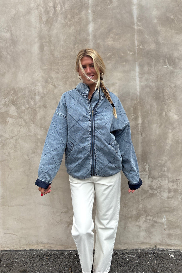 KEEN THE LABEL Theodora Denim Bomber Jacket-The Shop Laguna Beach