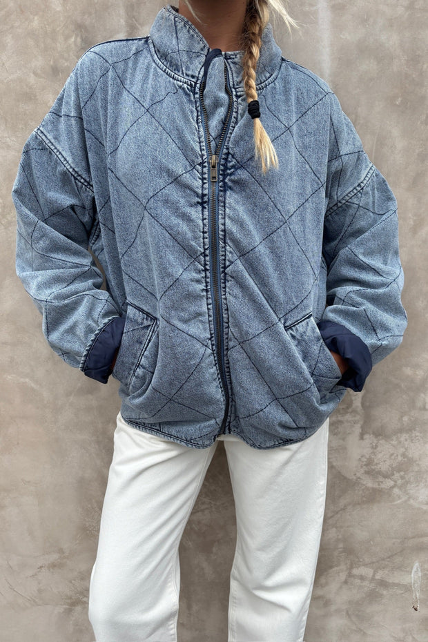 KEEN THE LABEL Theodora Denim Bomber Jacket-The Shop Laguna Beach