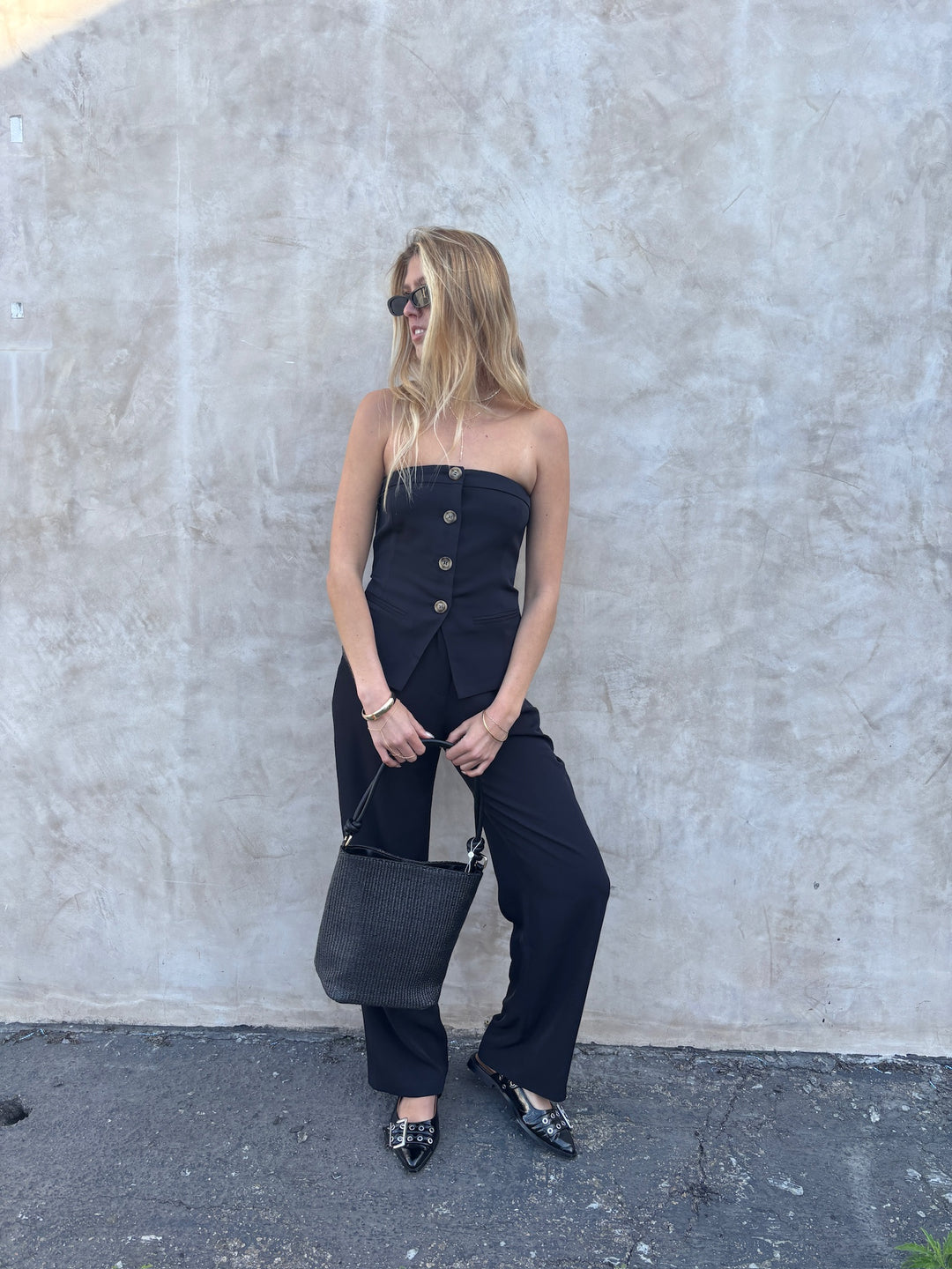 KEEN THE LABEL Grainge Buttoned Strapless Top-The Shop Laguna Beach